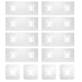 FEPTUASE Shower Caddy Adhesive Replacement Flat, Transparent Strong Adhesive Hooks, No Drilling, Waterproof, for Shower Caddy, Bathroom Storage Shelves and Kitchen Racks (Double*8pcs + Single*4pcs)