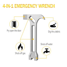 Gas & Water Shut-Off Tool, 4-in-1 Gas Shut-Off Wrench Fire Fighter Gear/Non-Sparking Pry Bar for Emergency Shut-Off Of Gas And Water 1 Pcs