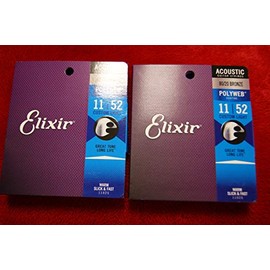 Elixir 11025 Saitensatz für Akustikgitarre (mit Polyweb-Beschichtung, langlebig, Stärke .011-.052 / Custom Light) 2 Packungen