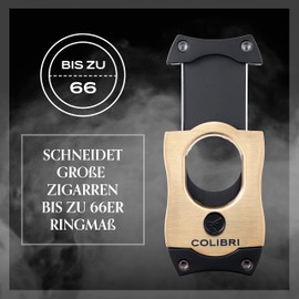 Colibri S-Cut Cigar Cutter - Classic Straight Cut - Up to 66 Ring Sizer Cigars - Ergonomic Design - Non-Stick Coating - Spring Loaded Release Mechanism - Includes Gift Box