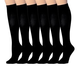 Tipi Toe 3-Pairs Compression Socks for Men & Women Small-Medium Solid Plain Black Knee High Socks (12-14 mmHg), CP26-911-T1