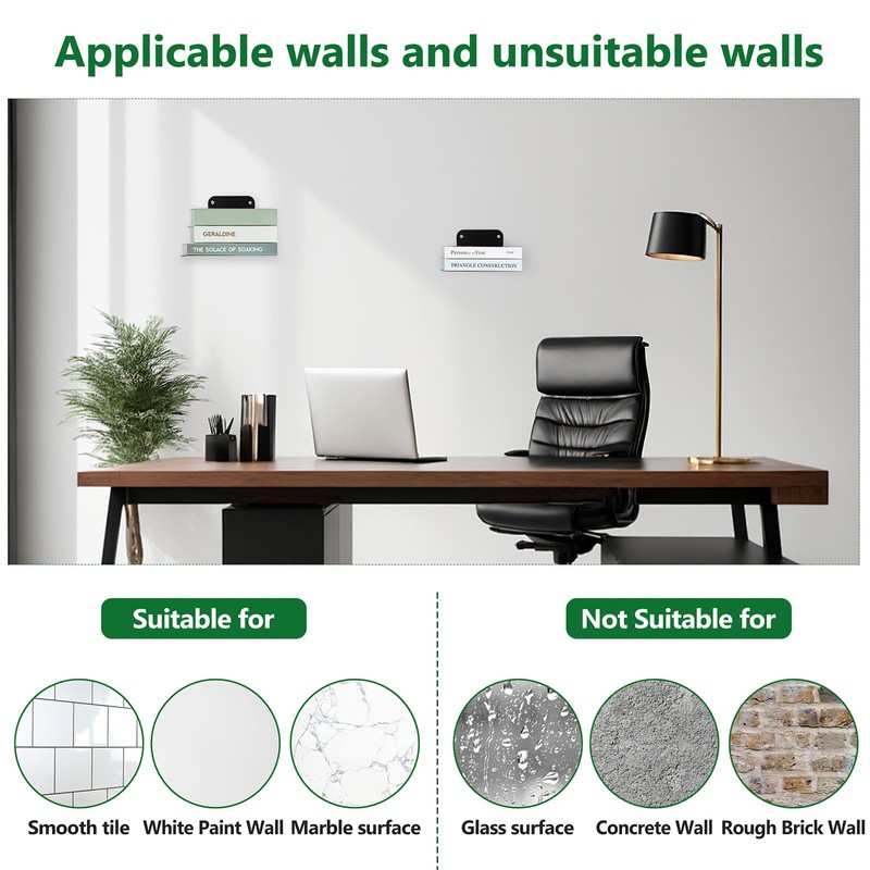 2 Pcs Black Small Floating Shelf, Metal Small Black Floating