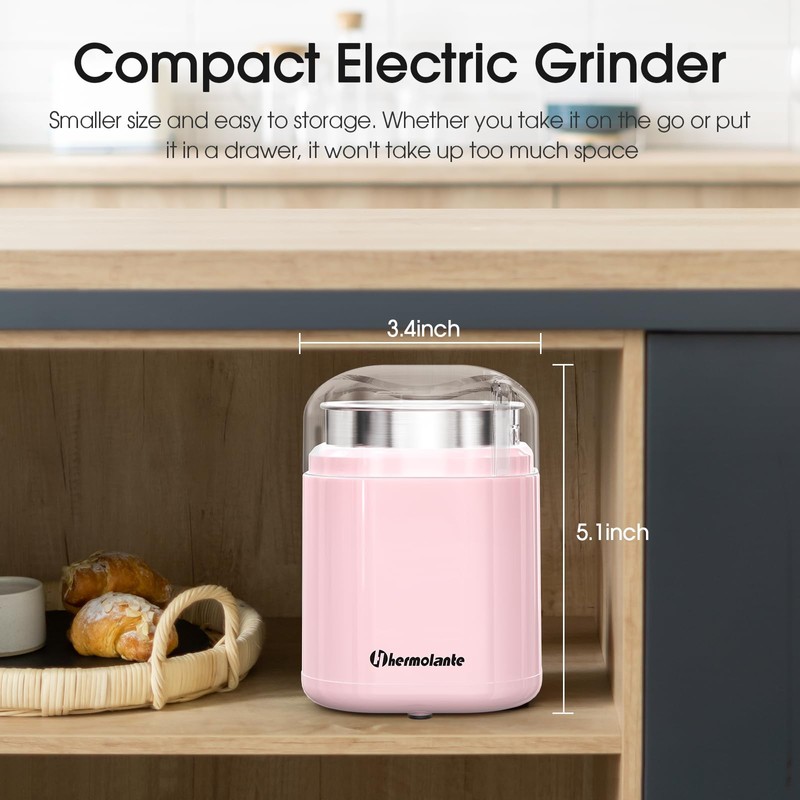 Hermolante Herb and Spice Grinder, 200W Electric With Stainless Steel