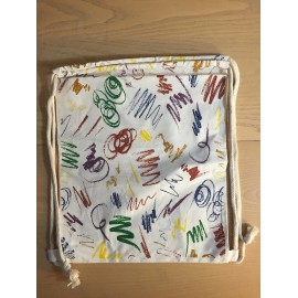custombagsupplies 14x18 inches Cotton Drawstring Backpacks SCRIBBLE -1 count pack