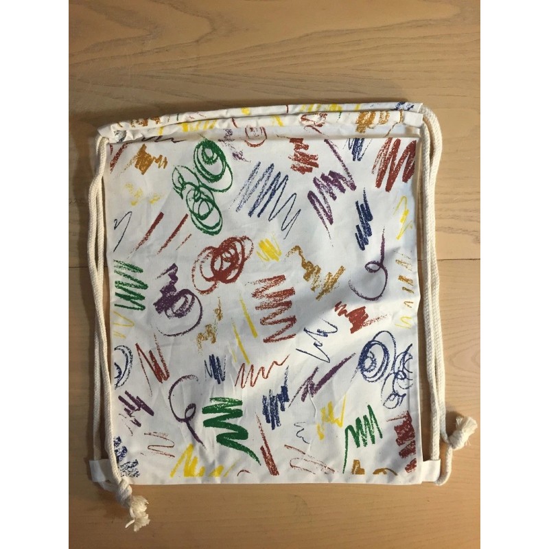 custombagsupplies 14x18 inches Cotton Drawstring Backpacks SCRIBBLE -1 count pack