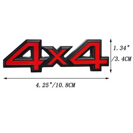 OnlyYou.X 4x4 Emblem 3D Logo 4x4 Badge Sticker Thick Decal 1 Piece for Pickup and Car Metal Black Red