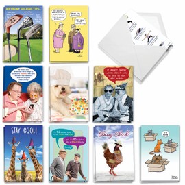 NobleWorks - 20 Funny Box Set Birthday Greeting Cards Variety Bulk Pack w/Envelopes for Men and Women (2 each, 10 Designs) - Birthday Wishes AC8838BDG-B2x10