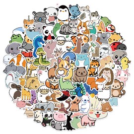 LINZEA Animal Mixed Stickers Packs-100pcs Cat Dog Tiger Elephant Panda Stickers Vinyl Waterproof Cartoon Stickers for Adults Teens Girls Boys Toddlers Kids for Journaling Water Bottle Laptop Decor