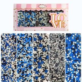 Confect Edible Sprinkles – Assorted Pack of 5 | Black, Blue & White Sprinkles Mix for Cake Decorating, Cupcakes, Cookies, and Party Desserts | Vegan, Gluten-Free, Nut-Free, Soy-Free, Dairy-Free, Palm Oil-Free- 5 Oz