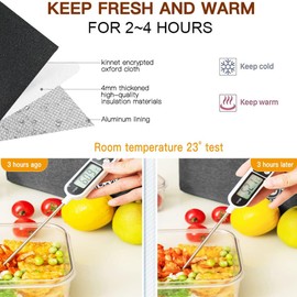 Insulated Lunch Bags for Women, Thermal Lunch Tote Bags for Men Kids Girls Ladies, Lunch Cool Bag Water-Resistant Thermal Leak-Proof Lunch Organizer for Work, School, Picnic (Full Black)