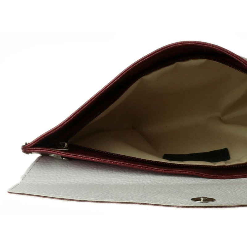Girly Handbags Italian Suede Envelope Clutch Bag, Metallic Burgundy