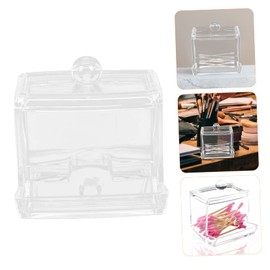 WOONEKY 2pcs Cotton Bud Ball Holder Acrylic Box Sealing Lid Long Cotton Boxes for Kitchen