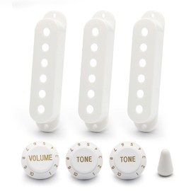 SAPHUE Guitar ST Pickup Open Cover 52/52/52 2T1V Knob Switch Knob Covers 3 Single Coil Pickup Cover Electric Guitar (White)