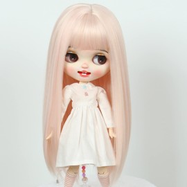 Linfairy 9-10 inch Doll Long Wig Straight Long Hair (Light Pink)