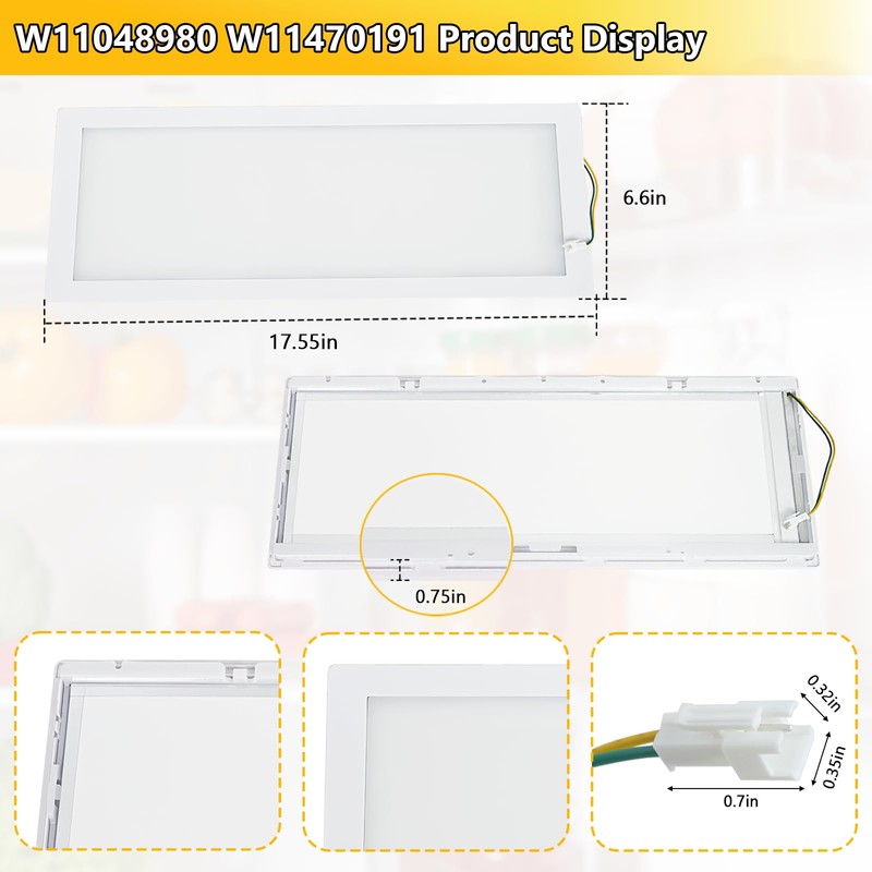 W11048980 refrigerator LED light assembly, suitable for Whirlpool WRQA59CNKZ and