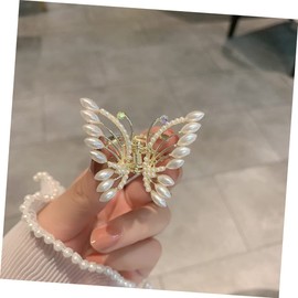 SAFIGLE 3pcs Pearl Butterflies Hair Clips Elegant Zinc Alloy Hair Claw Accessories for Women Lightweight Design for Parties Weddings and Casual Styles