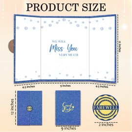 Blue Glitter Farewell Party Decoration - We Will Miss You Guest Book - Retirement Alternative Signature Book for Women Men - Signing Card Board Retirement Gifts For Farewell Party Supply & Favors-A06