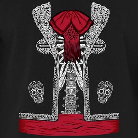shop4ever Day of The Dead Mariachi Skeleton Costume T-Shirt X-Large Black
