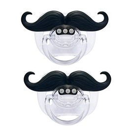 Chupete divertido para bebé, lindo chupete con bigote besable para bebés y niños pequeños, unisex, de 0 a 6 meses, chupete con bigote ortopédico, sin BPA, paquete de 2, c Negro2