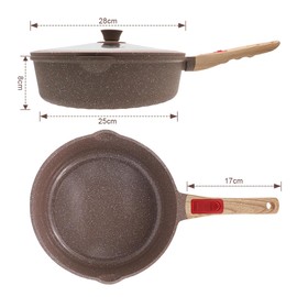 AIKENBBKK Nonstick Ceramic Frying Pan with Lid, 11 inch Non Stick Deep Frying Pan Skillet with Removable Handle, Aluminum Kitchen Cooking Sauté Pan, Oven Safe (Brown)