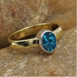 Im Labor gezüchteter blauer Topas-Edelstein- Sterling silber Und Messing Band Ring für Männer und Frauen Schmuck CRG1090AT23_(69 (22.0))