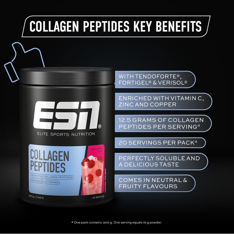 ESN Collagen Peptides, 300 g, Fresh Cherry, Collagen Powder