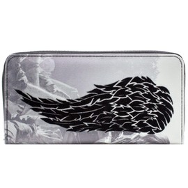 Walking Daryl Dead Dixon Biker Vest Angel Wings Purse Clutch Coin Pocket & Card Holder, Grey