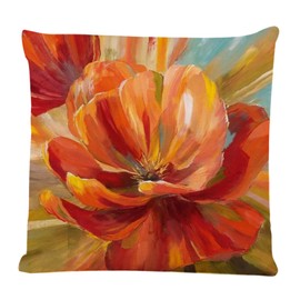 Ofocam Floral Throw Pillow Cover Oil Painting Pretty Poppy Flower Decorative Throw Pillow Cushion Case for Home Couch Living Room Bed Sofa Car 18 x 18 Inches Pillowcase