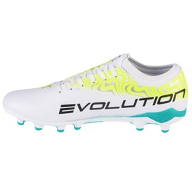 Joma - Football Boots Evolution Cup FG - Sizes: 8 - Professional Soccer Cleats - Microfiber Upper, Chrome Sole, Heel Reinforcement, and Sock-Like Fit - Colors: White Turquoise