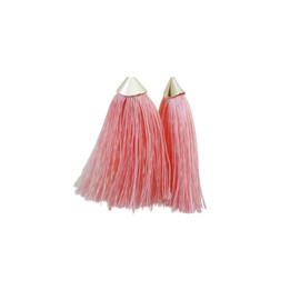 sunset Orange Silk Tassel Gold Plated Earrings