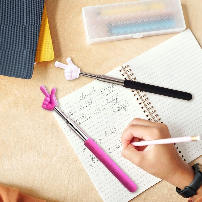 Pack of 2 Telescopic Finger Reading Sticks, Pointer Rod, Telescopic