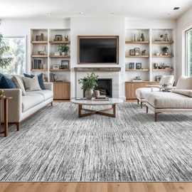 Valenrug Washable Rugs 8x10 - Non Slip 8x10 Area Rugs for Living Room, Stain Resistant Area Rugs for Bedroom, Foldable Machine Washable Area Rug(8'x10', Black)