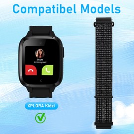 Snyeest Pack of 2 Nylon Bracelets Only Compatible with Xplora Kidzi Bracelet, Kids Smartwatch Velcro Fastening Girls Boys Adjustable Replacement Wristbands Compatible with Xplora Kidzi, Nylon