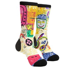 Colorful Graffiti Novelty Crew Socks Casual Crazy Funny Dress Socks For Women Men Teens Gift