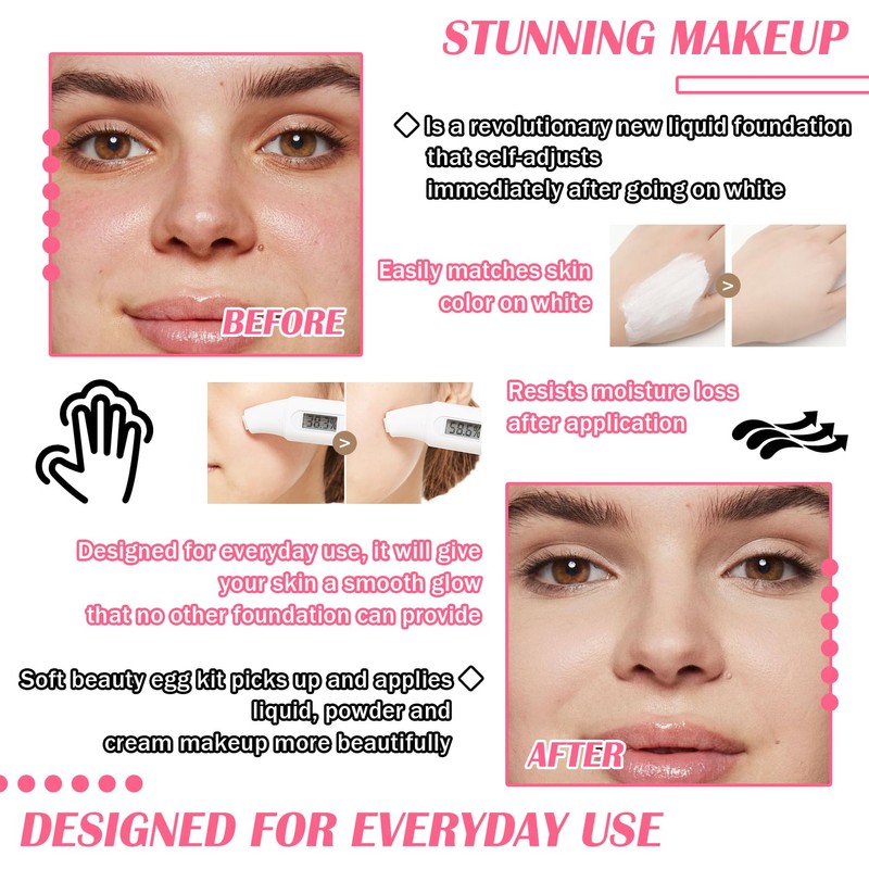Color Changing Foundation Set,Full Coverage Foundation Liquid Foundation Makeup Gift