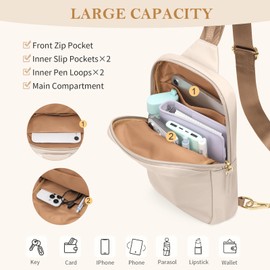 GOLF QUALTY Large Capacity Crossbody Bag Spacious Fanny Pack for essentials Casual Waist Pack for Women & Men,Apricot