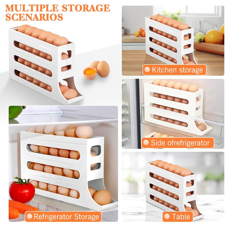 Egg Holder for 30 Eggs, 4 Tier Egg Container, Egg