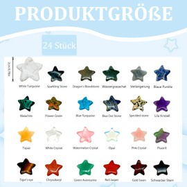 24 Stück Edelsteine für Kinder,Dekorationen Steine Set Heilsteine Set Glückssteine für Kinder,Sterne Sternkristall Edelsteine für Kinder, Kristalle Steine für Meditation Edelsteine Heilsteine