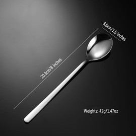 Spoons, Korean Spoons with Long Handles, 2 Pieces Soup Spoons Stainless Steel, Rice Spoon, Asian Soup Spoon, for Home, Kitchen, or Restaurant