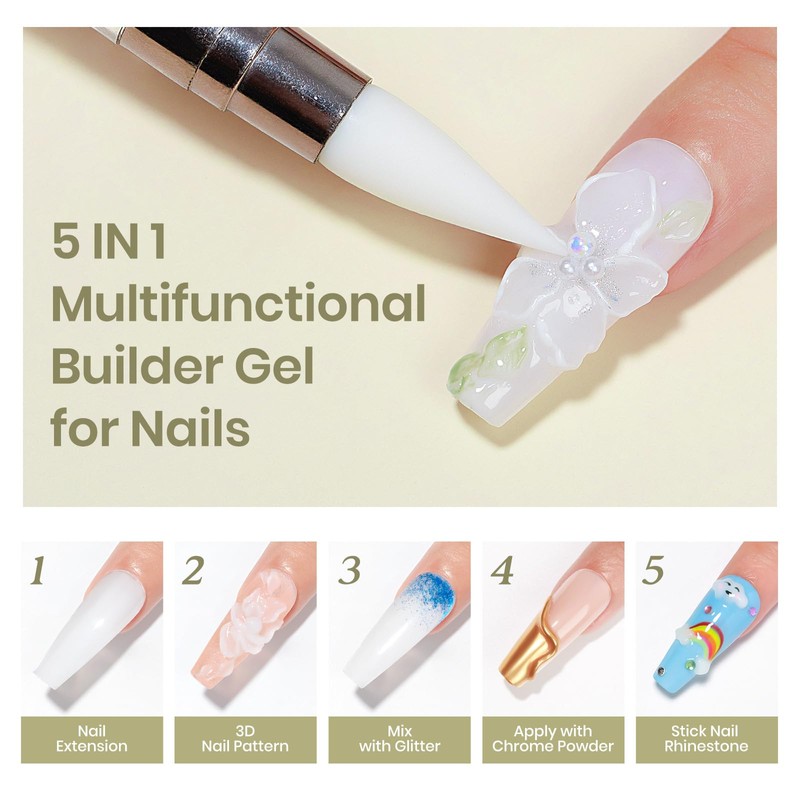 White Solid Builder Gel for Nails, Sculpting Gel Non-sticky Hand