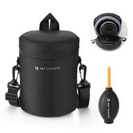 K&F Concept Lens bag, waterproof zip lens bag, shockproof lens case, all-round lens bag, camera bag for DSLR SLR lens, diameter and height below, black, camera lens pouch