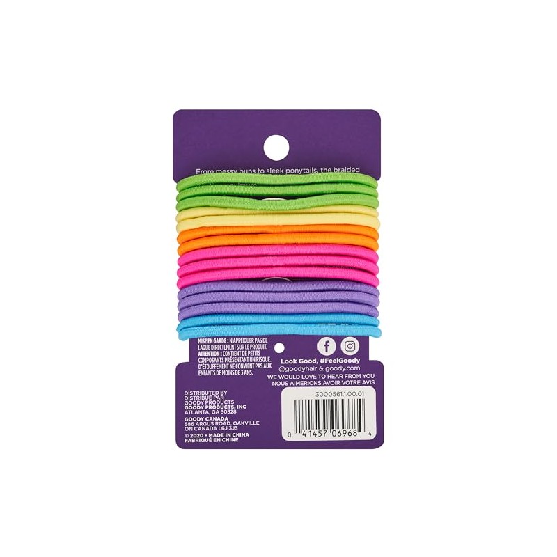 Goody WoMens Ouchless elásticos, Neón, 15 unidades