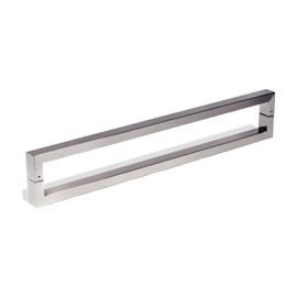16 Inch Length Stainless Steel Door Handles Brushed Nickel Satin Finish, Modern Front Door Handle Pulls for Glass Wood Fiberglass Exterior Interior Doors Sliding Doors Barn, Square Rectangular Bar