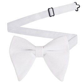 Alizeal Velvet Pre-tied Adjustable Bow Tie for Men Oversize Formal Solid Tuxedo Bow Tie, White