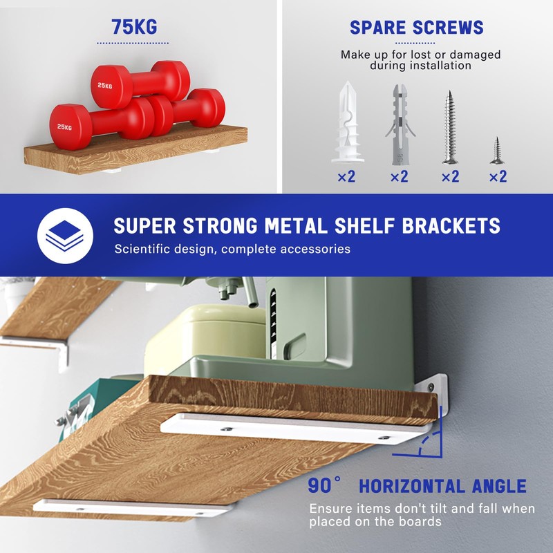 Goovilla Shelf Bracket, Heavy Duty Floating Shelf Brackets 10 inch
