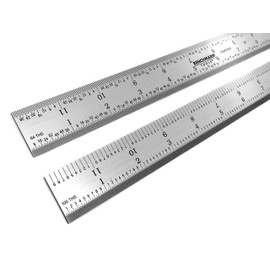 Benchmark Tools 466637 Rigid 12 Inch 5R Machinist Rule with 1/10, 1/100, 1/32 and 1/64 Markings Tempered Stainless Steel with Brushed Finish Conforms to EEC-1 Accuracy Standards (1)