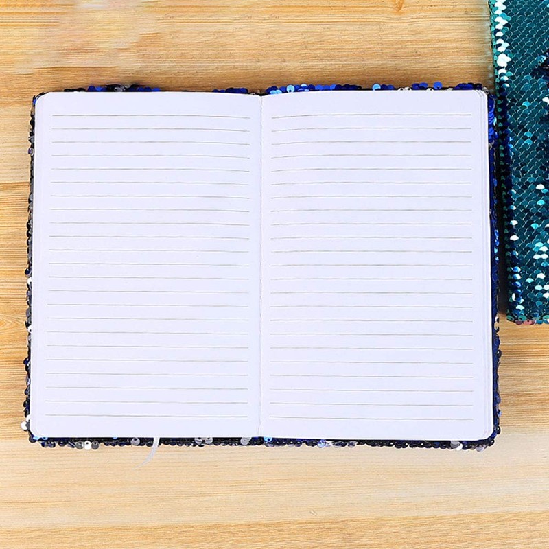 Green Colourful A5 Reversible Sequin Notebook Diary, Sparkling Shiny Glitter