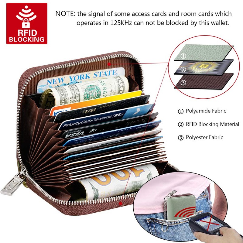 FurArt Zipper Wallet Women RFID Credit Card Holder keychain Wallet