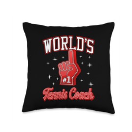 #1 Tennis Coach World's Number One Tennis Coach Foam Finger Throw Pillow