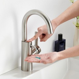 Aktines Bar Sink Faucet with Built-in Soap Dispenser, Single Hole Faucet for Wet Bar, Bathroom, Laundry, RV or Prep Sinks, Brushed Stainless